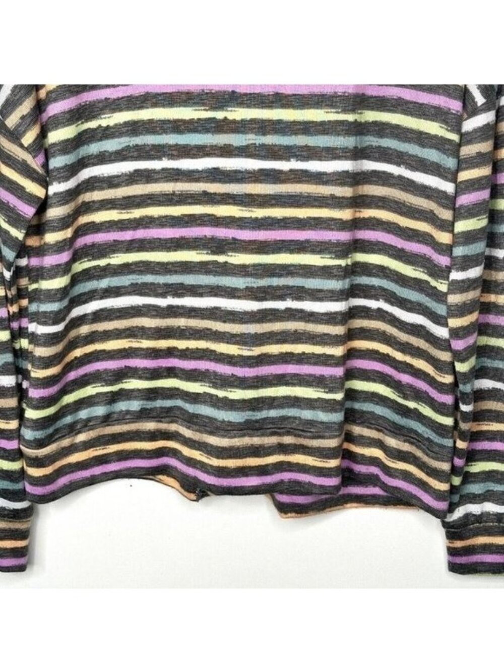 Joyspun Hacci Cardigan Womens Medium Rainbow Stripe Colorful V Neck Soft Knit - Picture 6 of 10